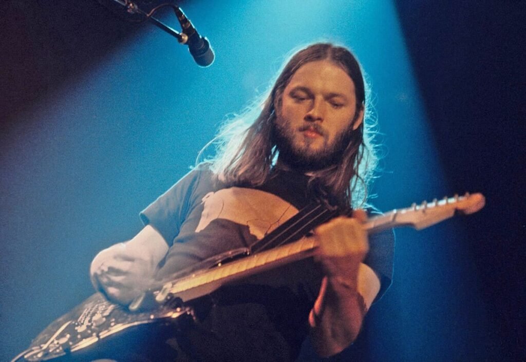 David Gilmour and his iconic black strat in Comfortably Numb by Pink Floyd